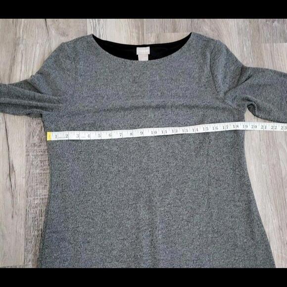 Chicos Dress Size 1 Grey Medium 8 - 10 Stretchy 3/4 Sleeves Assymetrical Hem - Picture 7 of 8